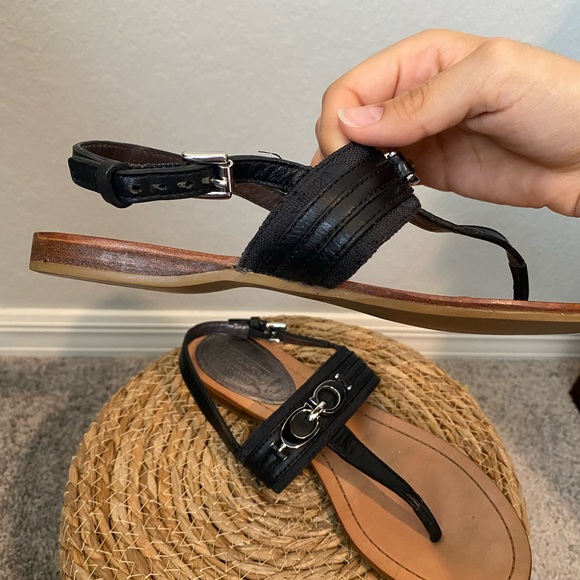 Coach Black Leather Sandals - Picture 5 of 16